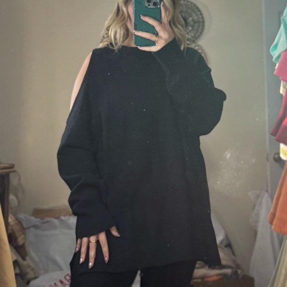 Who What Wear Sweaters - Black Knit Sweater w/ one cold shoulder